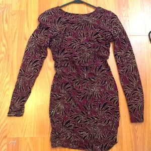 Beautiful burgundy mini dress with swoop back